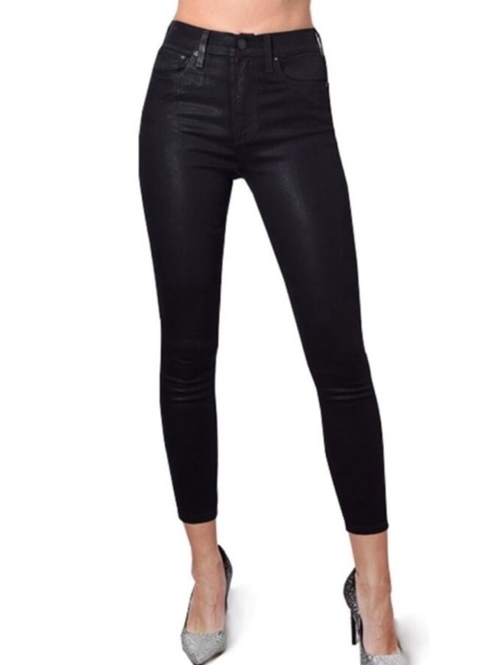 Alice + Olivia Good High Rise Ankle Jean Black Size 26